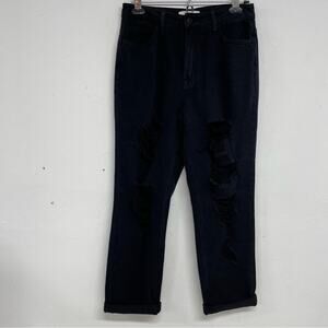Vervet Black Distressed High Rise Mom Jeans Womens 26 Denim Fall 90s Style
